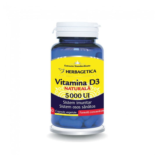 Vitamina D3 Naturala 5000 Ui Herbagetica 30 Capsule