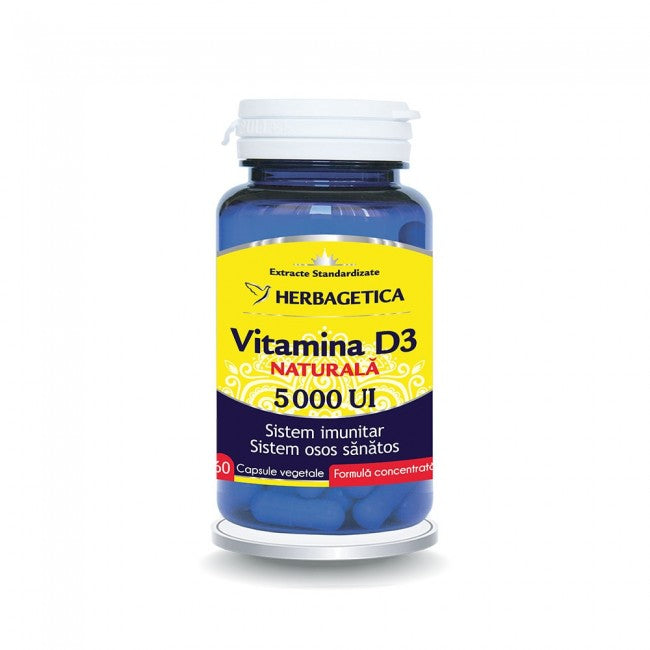 Vitamina D3 Naturala 5000 Ui Herbagetica 60 Capsule