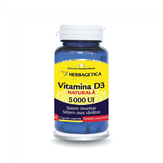 Vitamina D3 Naturala 5000 Ui Herbagetica 60 Capsule