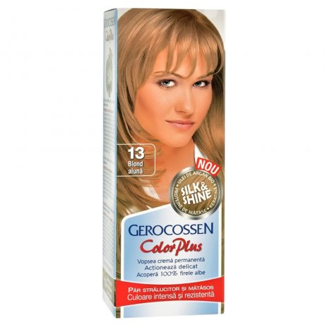 Vopsea de par Silk&Shine 13 Blond Aluna - Color Plus 50ml + Pliculet cu masca pentru par uscat si deshidratat Argan Line 15 ml