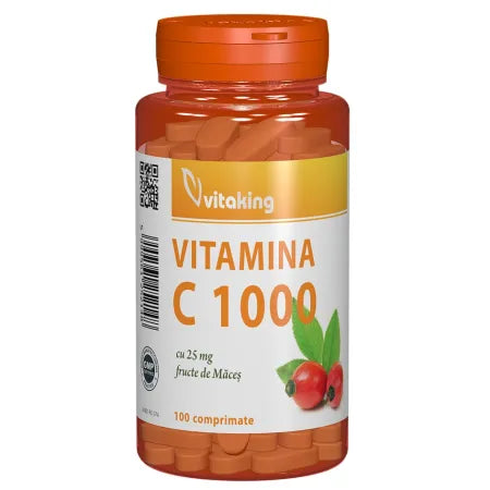 Vitamina C cu macese, 1000 mg, 100 comprimate, Vitaking