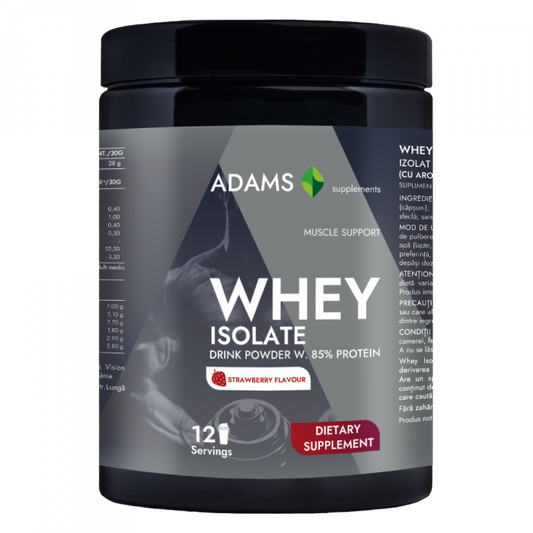 Izolat proteic din zer (capsuni), 360g, Adams Supplements