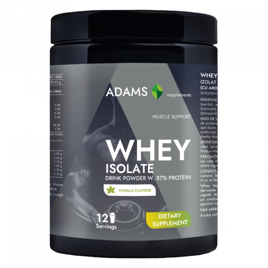 Izolat proteic din zer (vanilie), 360g, Adams Supplements