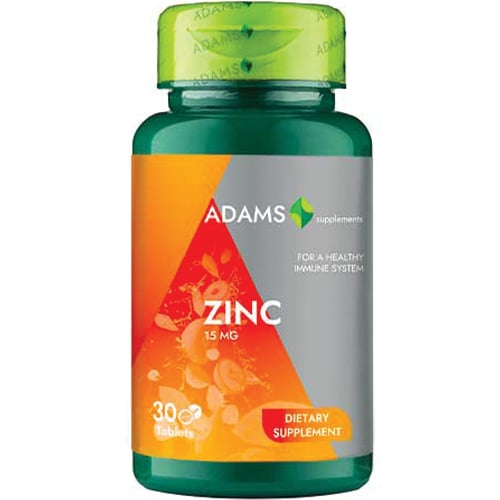 Zinc 15mg, 30cps, Adams Supplements