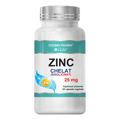 Zinc Bisglicinat (chelat) 25 mg biodisponibilitate ridicata